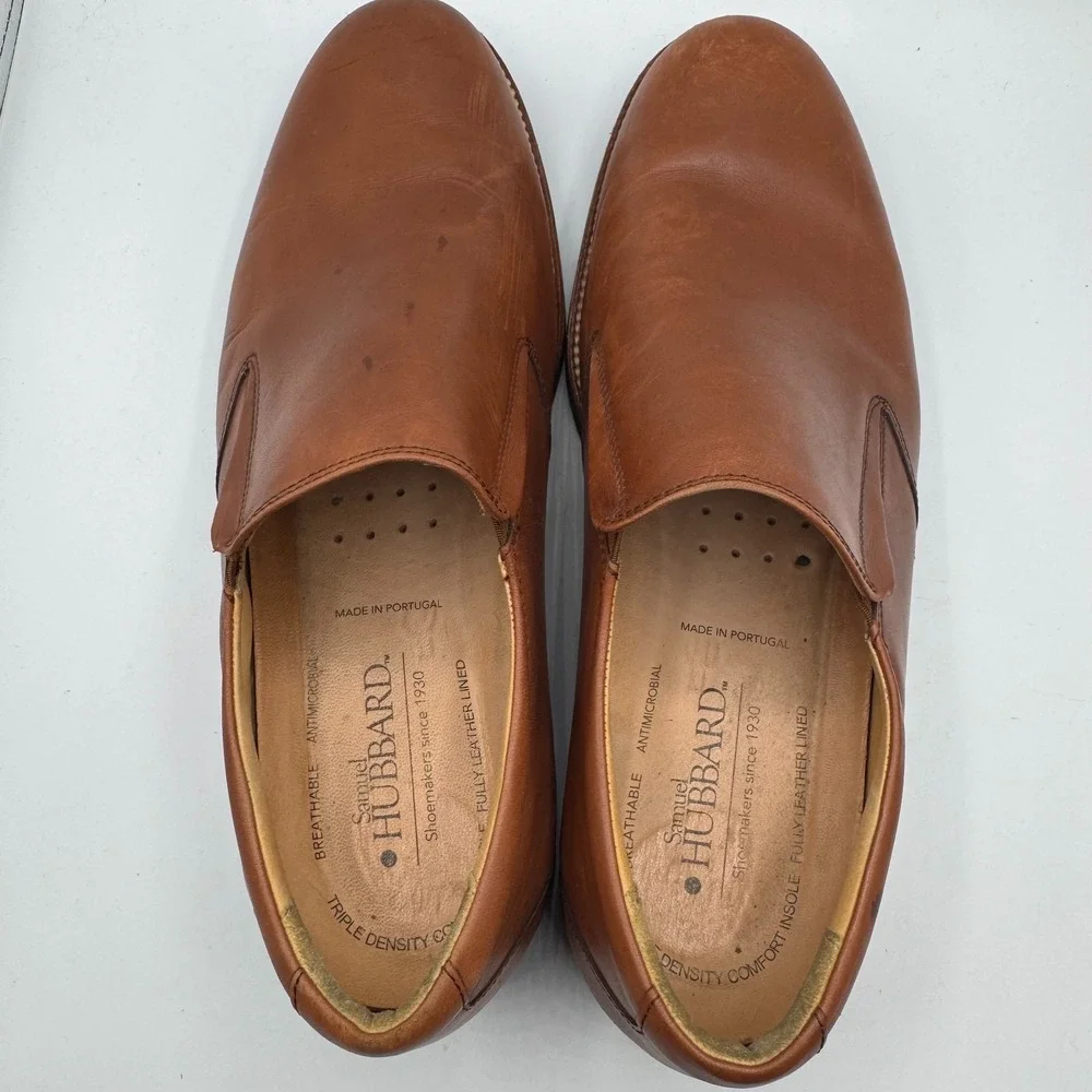 Samuel Hubbard Shoes Men US 11 EU 45 Brown Leather Slip On Loafers Wide